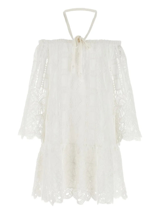 Evergreen Off-The-Shoulder Lace Dress