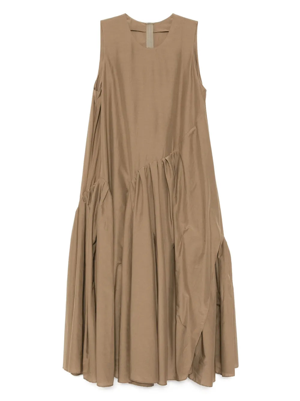 Pleated Asymmetric-Hem Dress
