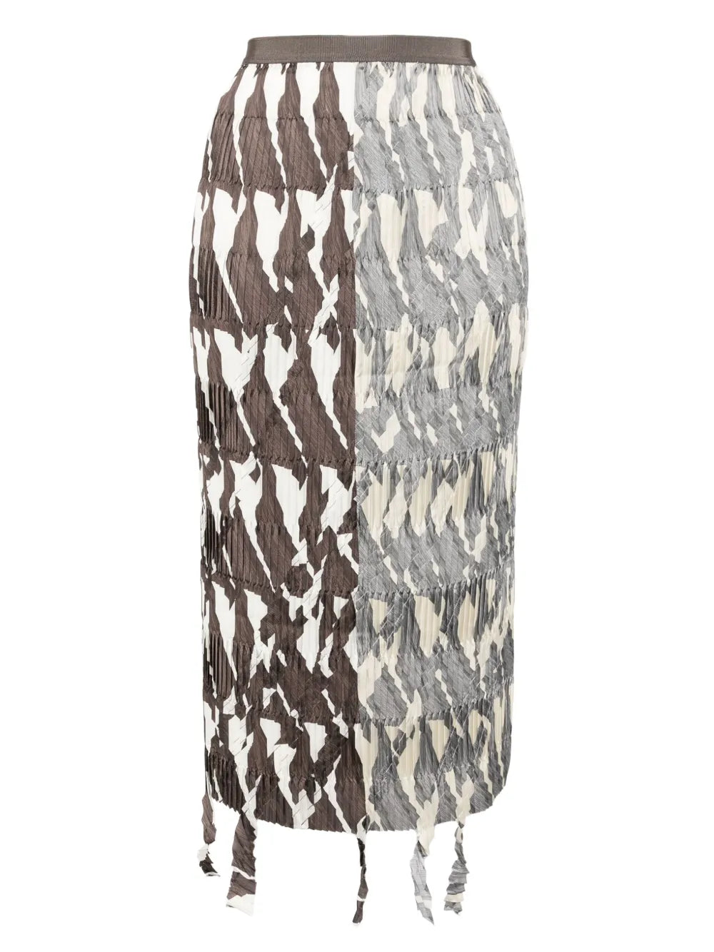 Fringed-Edge Midi Skirt