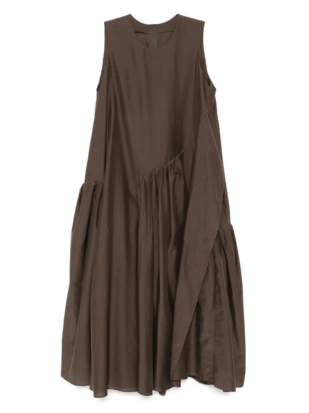 Pleated Asymmetric-Hem Dress