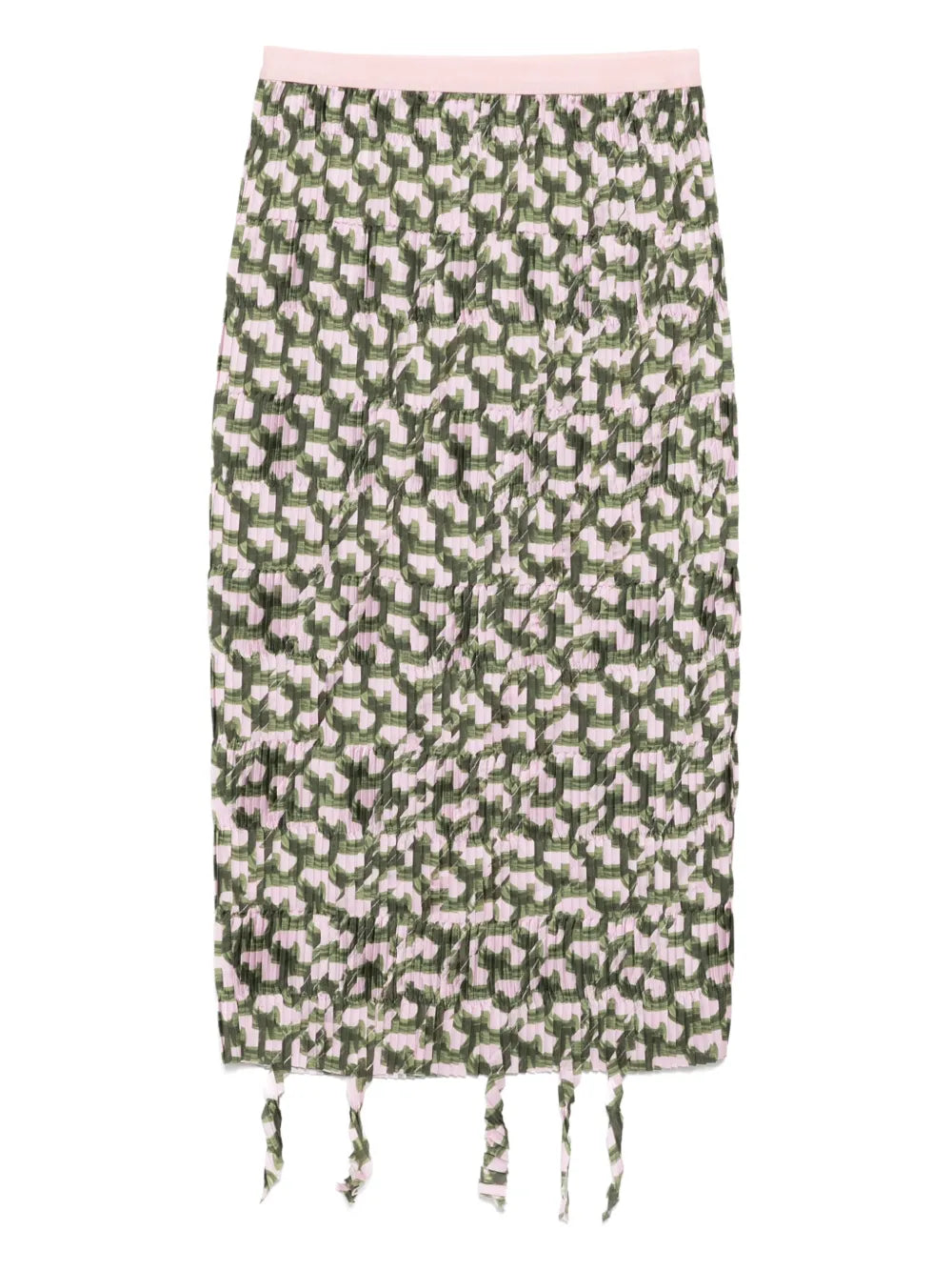 Fringed-Edge Midi Skirt