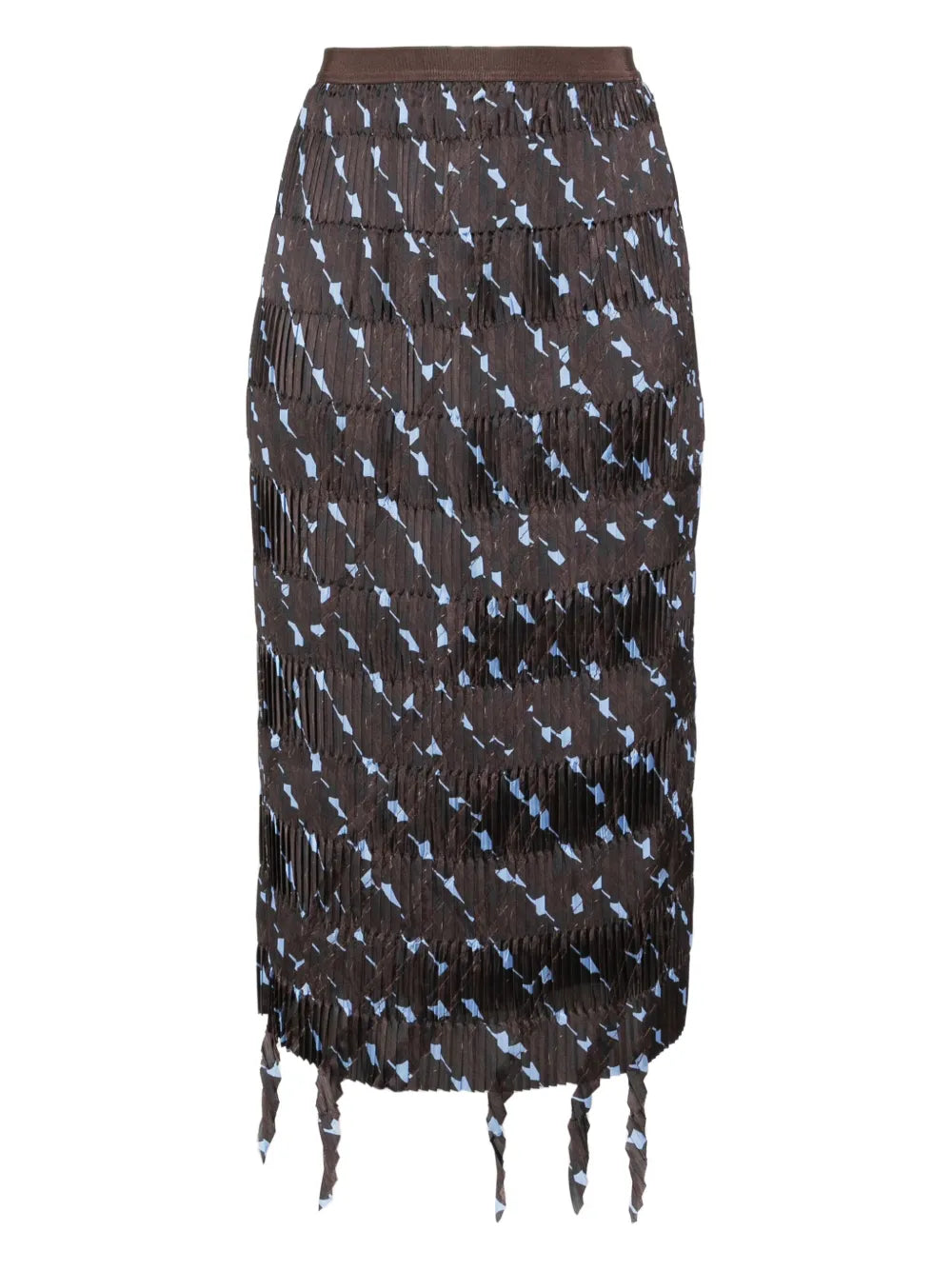 Fringed-Edge Midi Skirt