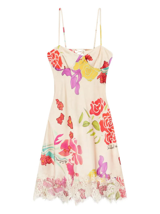 Flores Satin Mini Dress