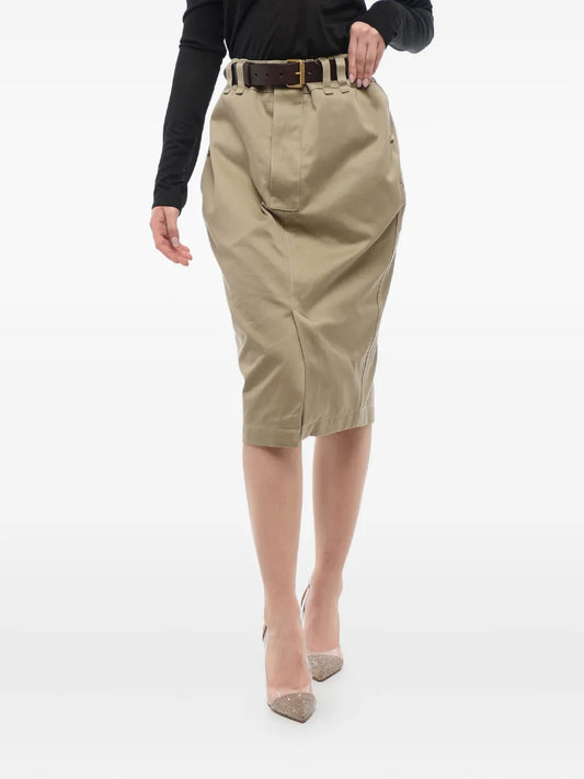 Saint Laurent Pencil Skirt With Leather Belt