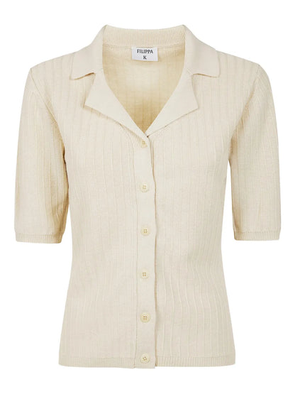 Ribbed Short-Sleeve Cardigan