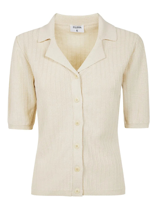 Ribbed Short-Sleeve Cardigan
