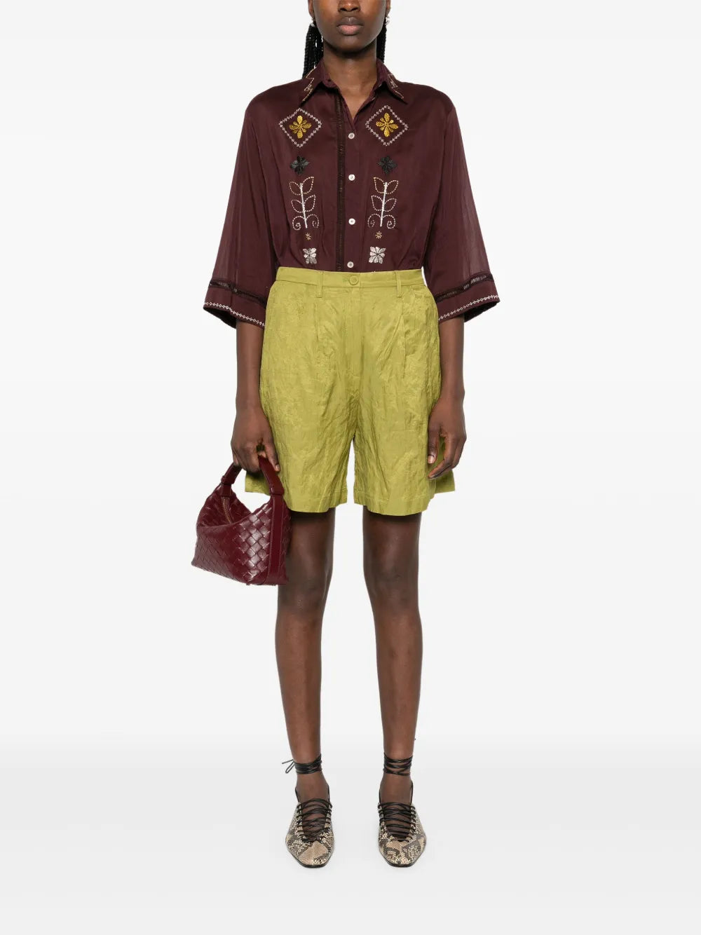 Crinkled-Finish Shorts