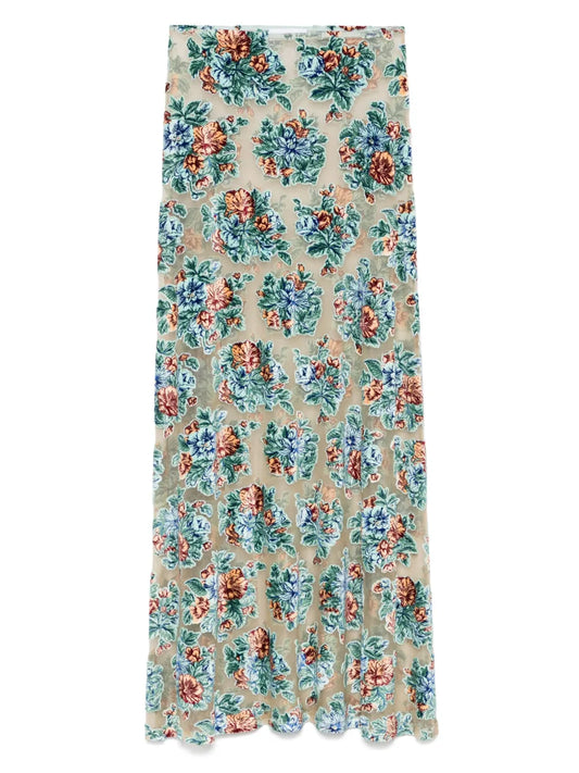 Grunge Flower Maxi Skirt