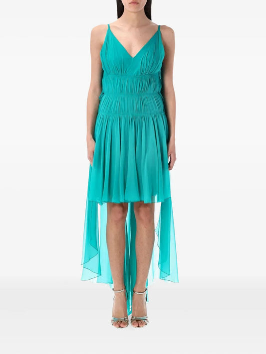 Ruched-Detail High-Low Dress