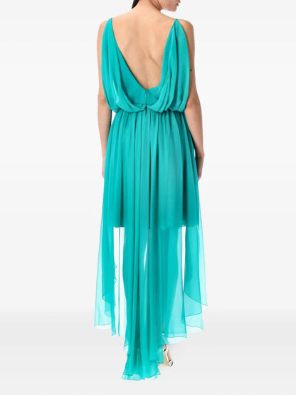 Ruched-Detail High-Low Dress