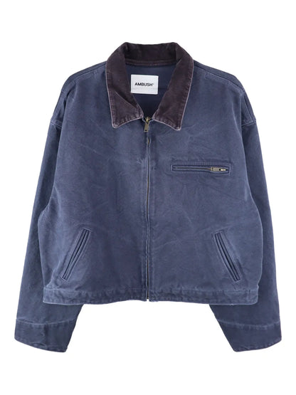 Washed-Denim Bomber Jacket