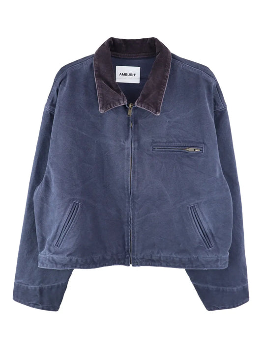 Washed-Denim Bomber Jacket