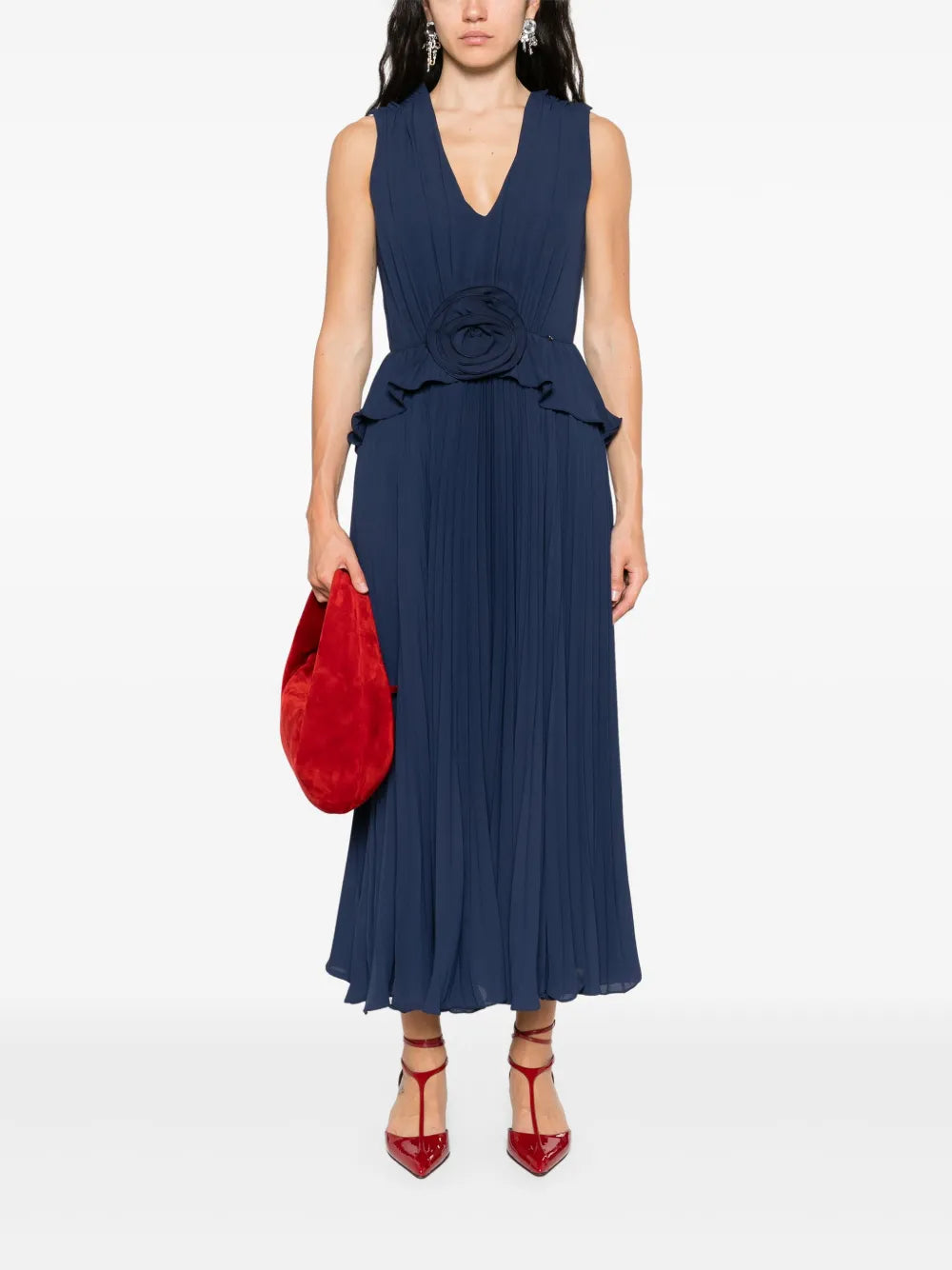 Plissé Midi Dress