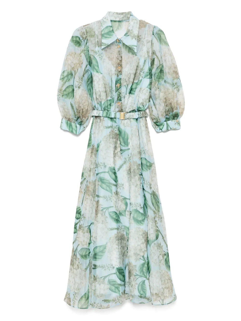 Printed Organza Midi Dress