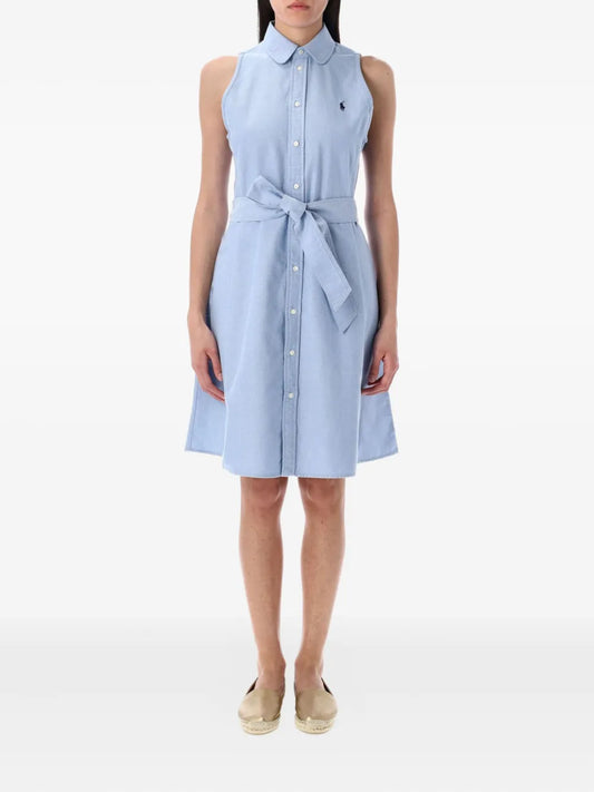 Sleeveless Belted Shirt Dress