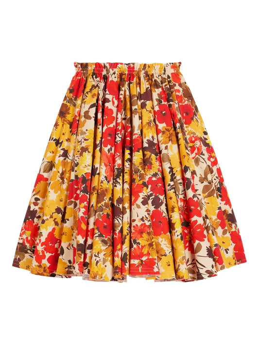 Floral-Print Cotton Midi Skirt