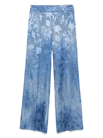 Floral-Jacquard Trousers