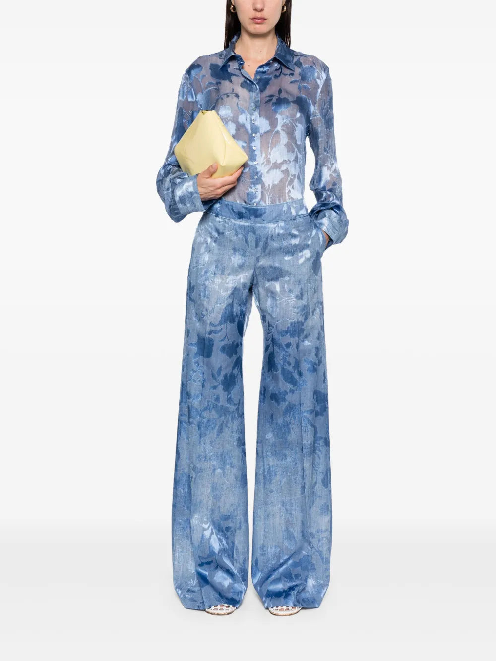 Floral-Jacquard Trousers