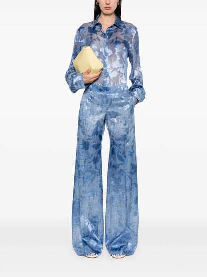 Floral-Jacquard Trousers