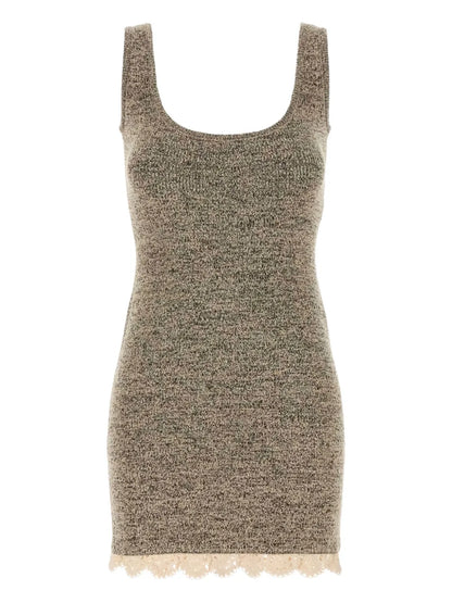 Lace-Trimmed Knitted Dress