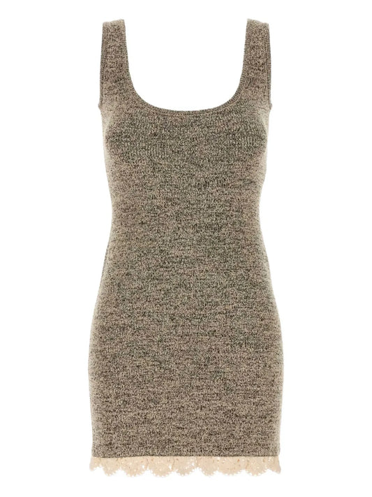 Lace-Trimmed Knitted Dress