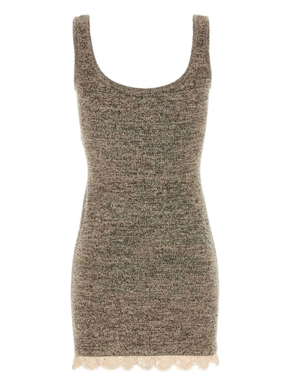 Lace-Trimmed Knitted Dress