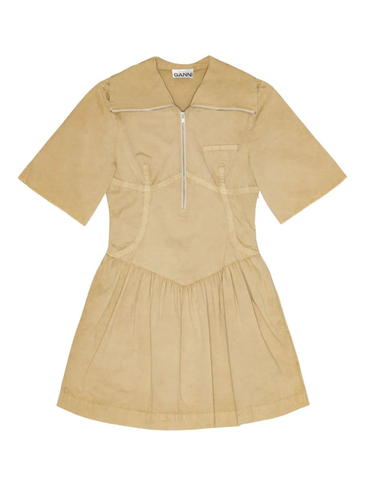Washed Stretch-Cotton Mini Dress