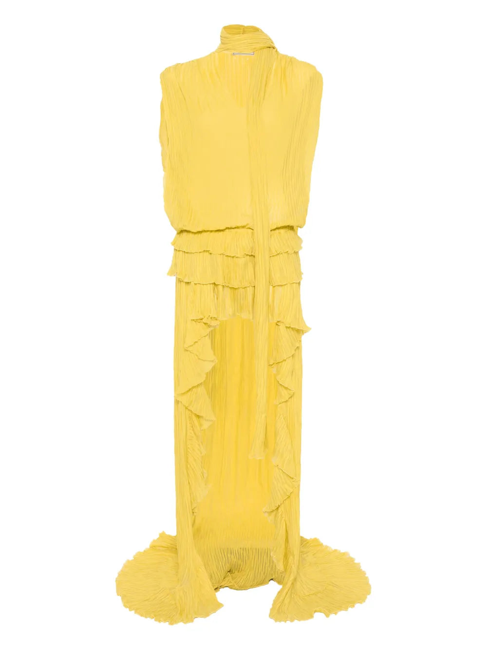 Pleated Asymmetric Midi Dress