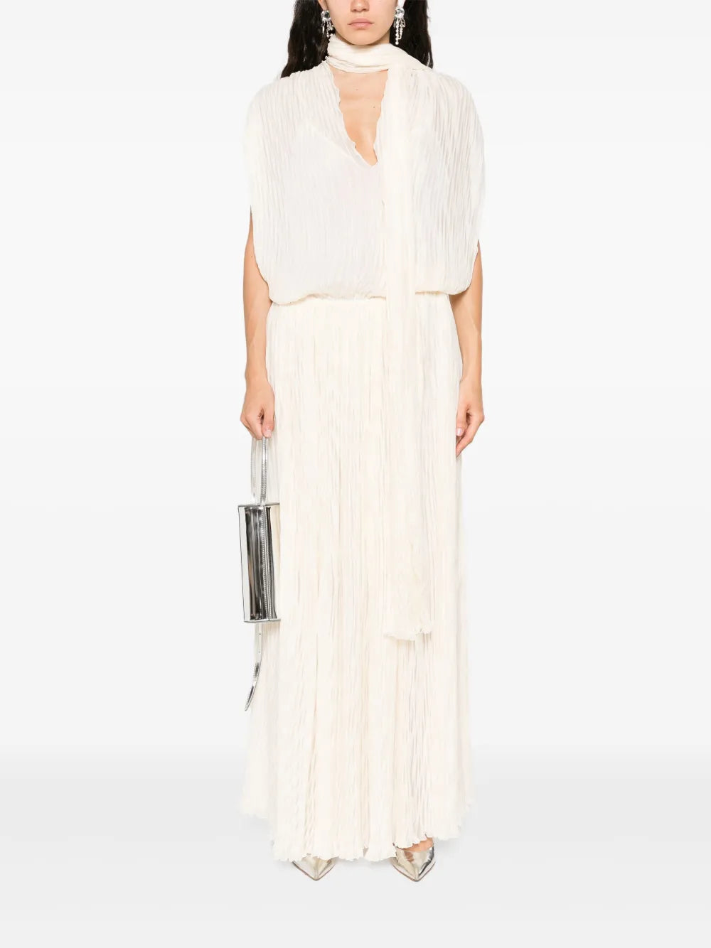 Pleated Asymmetric Midi Dress
