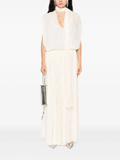 Pleated Asymmetric Midi Dress
