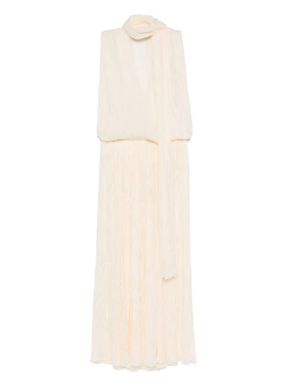 Pleated Asymmetric Midi Dress