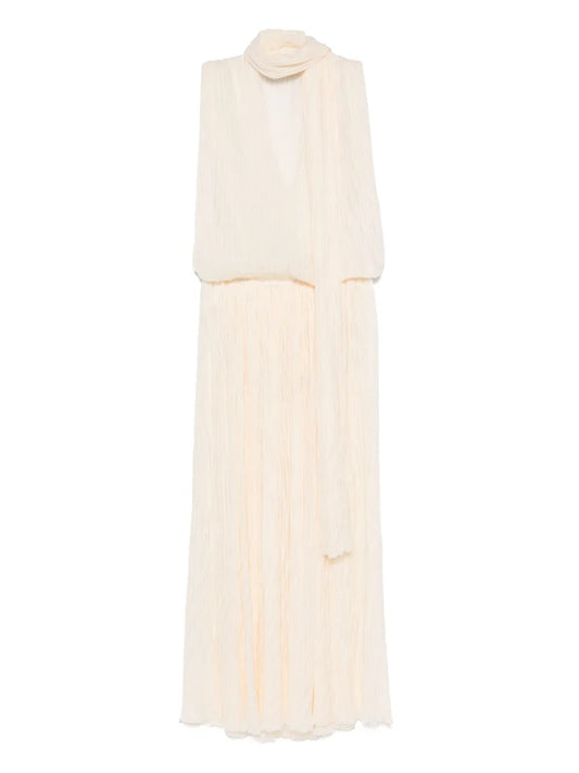 Pleated Asymmetric Midi Dress