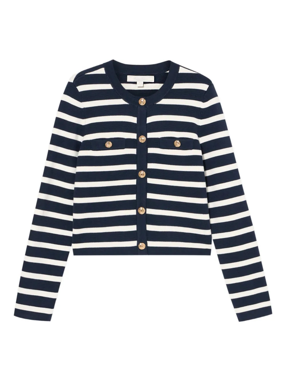 Striped Button-Front Cardigan