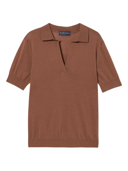 Cotton-Blend Polo Top
