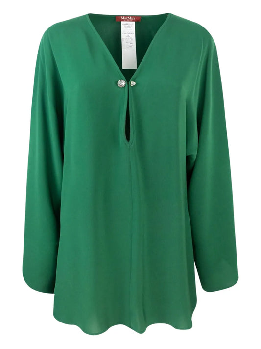 Umile Keyhole-Detail Long-Sleeve Blouse