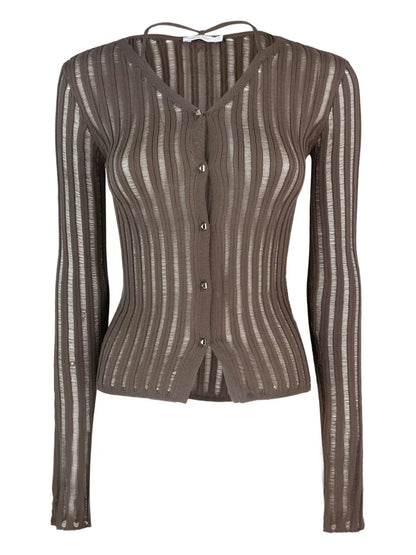 Ribbed Button-Up Cardigan