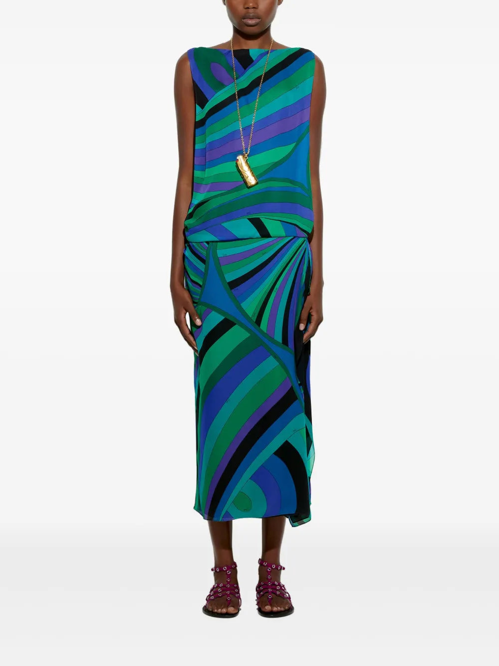 Iride-Pattern Midi Dress