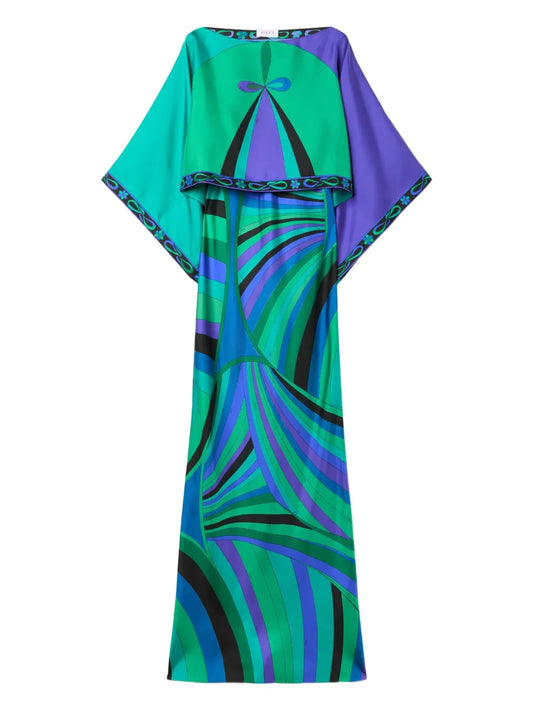 Iride-Print Cape Dress