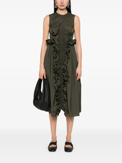 Ruched-Detailed Midi Dress