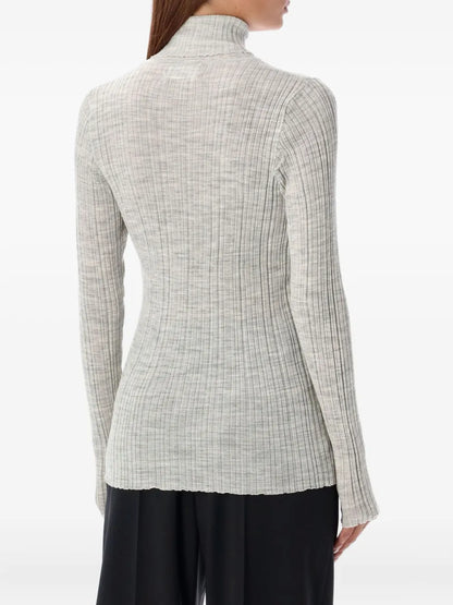 Roll-Neck Ribbed Sweater