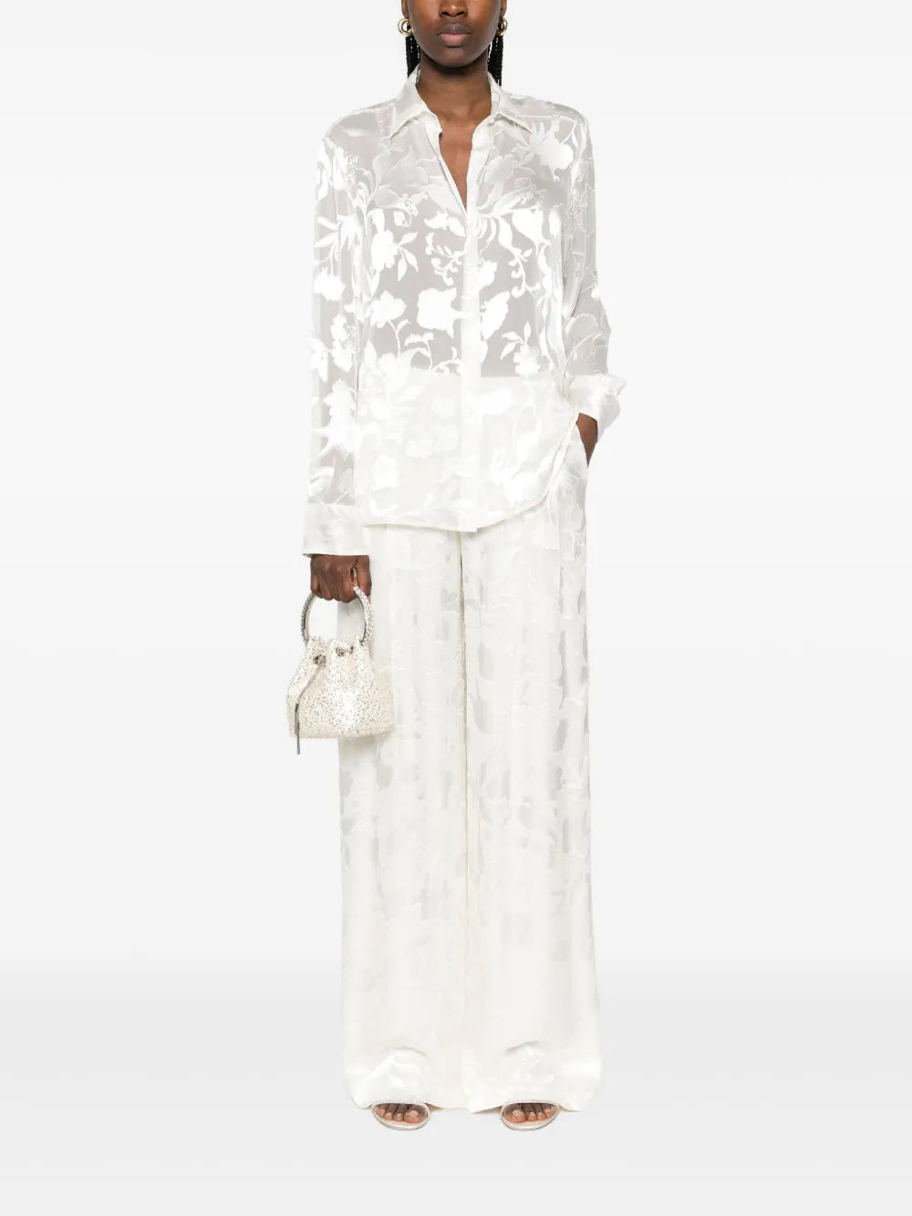 Floral-Jacquard Trousers