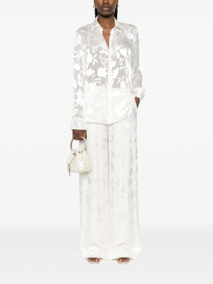 Floral-Jacquard Trousers