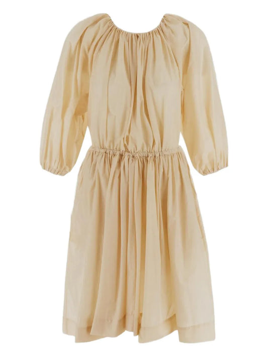 Pleat-Detail Midi Dress