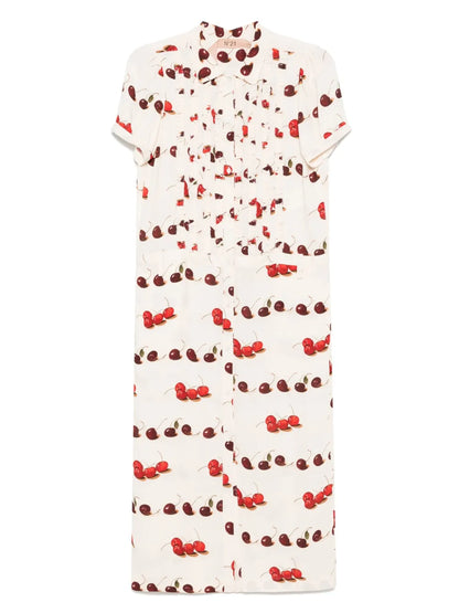 Cherry-Print Midi Dress