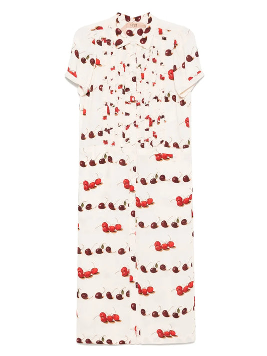 Cherry-Print Midi Dress