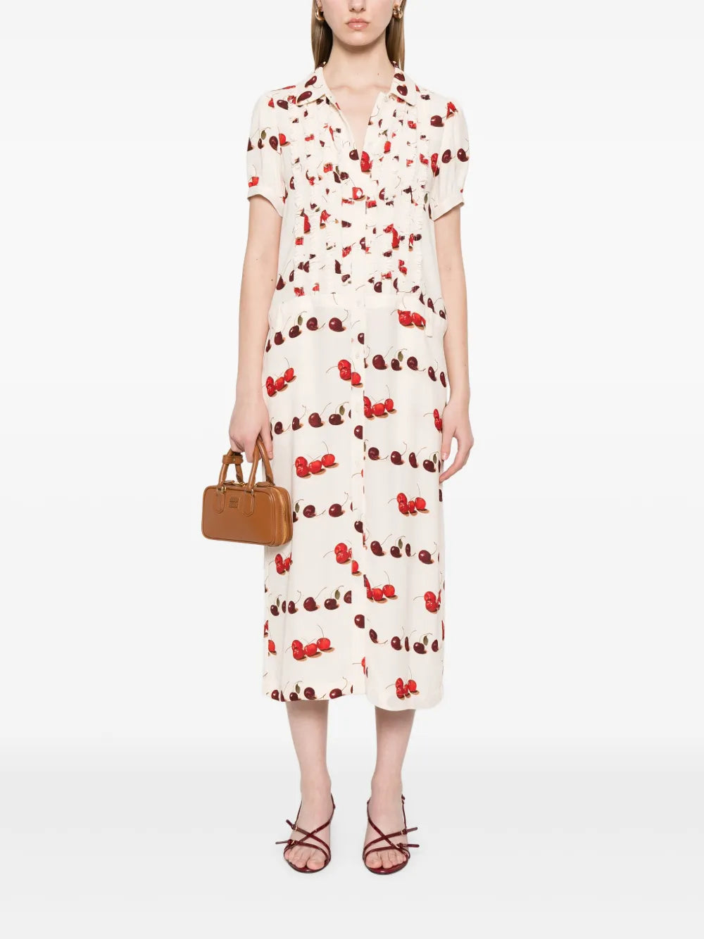 Cherry-Print Midi Dress