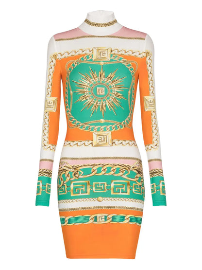 Graphic-Print Bodycon Dress