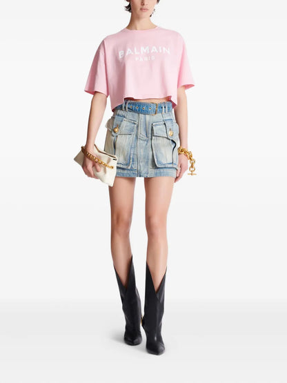 Cropped Logo-Print T-Shirt