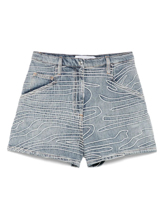 Embroidered Denim Shorts