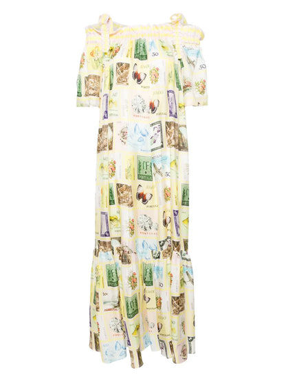 Long Off Shoulder Frill Dress